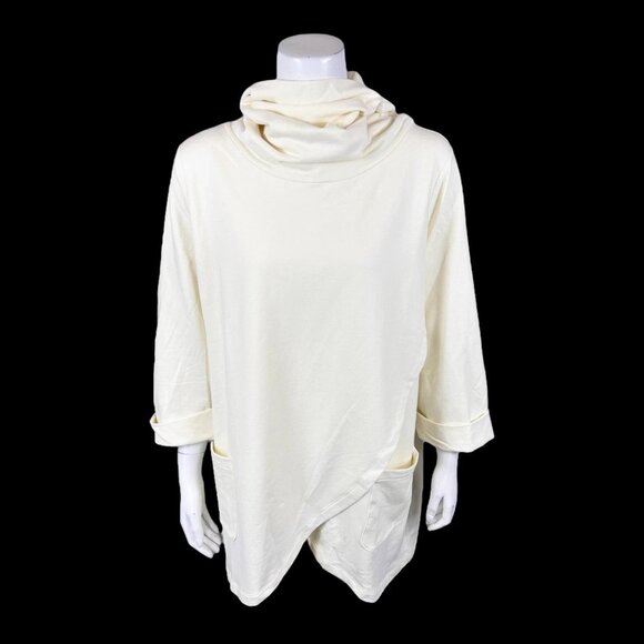Studio Park x Jayne Brown French Terry Cowl Neck Tunic Cream Large A516259 - Picture 1 of 1